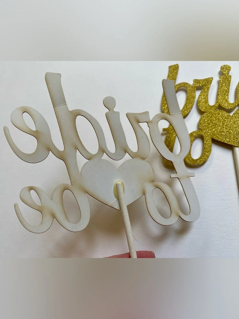2 Bride to Be Gold Glitter Cake Toppers